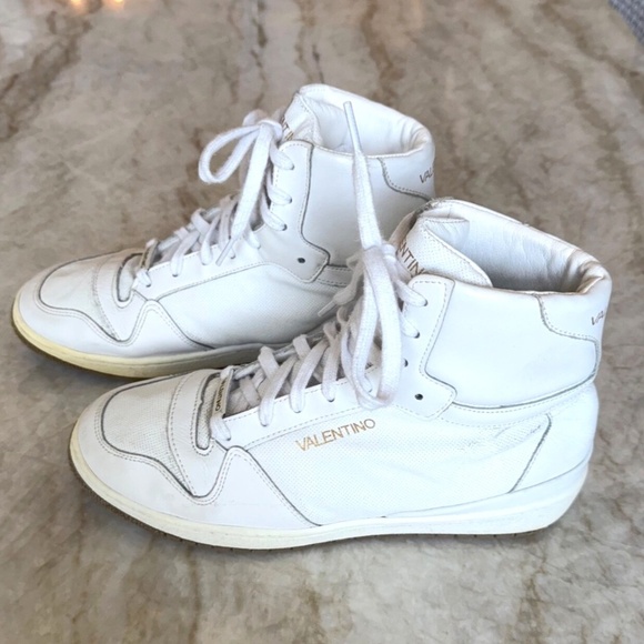 Valentino White Leather High Top Sneakers Men's US EU 41